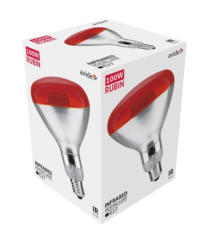 Avide Rubin Infraizzó,100W, E27, R125, Piros Avide Rubin Infraizzó,100W, E27, R125, Piros