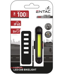 Entac Tölthető LED Biciklilámpa 2W, Fehér–Piros Fény, Műanyag Ház, 100 lm Entac Tölthető LED Biciklilámpa 2W, Fehér–Piros Fény, Műanyag Ház, 100 lm